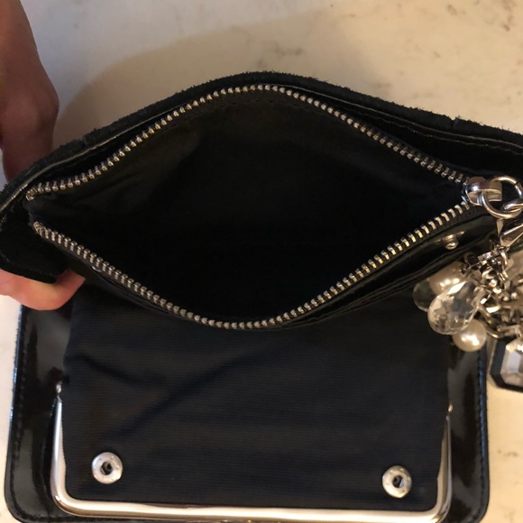 WRISTLET CLUTCH BLACK SUEDE & SILVER,WHBM, NWOT - Picture 4 of 6